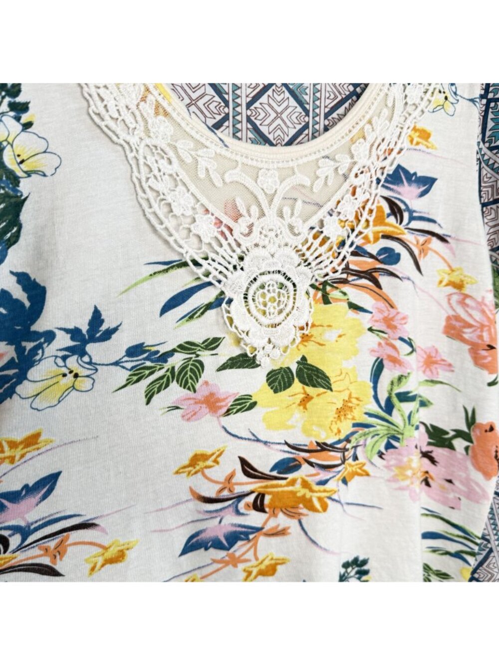 Sundance Floral & Geometric Print Top, S - Picture 5 of 7